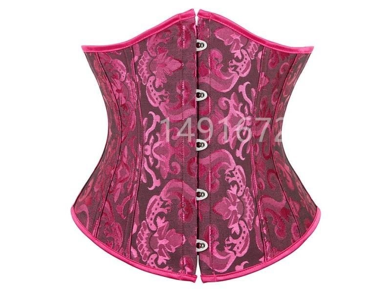 Pink Corset Underbust Top Wome Plus Size Waist Cincher Sexy Gothic Corpete Carousel 1