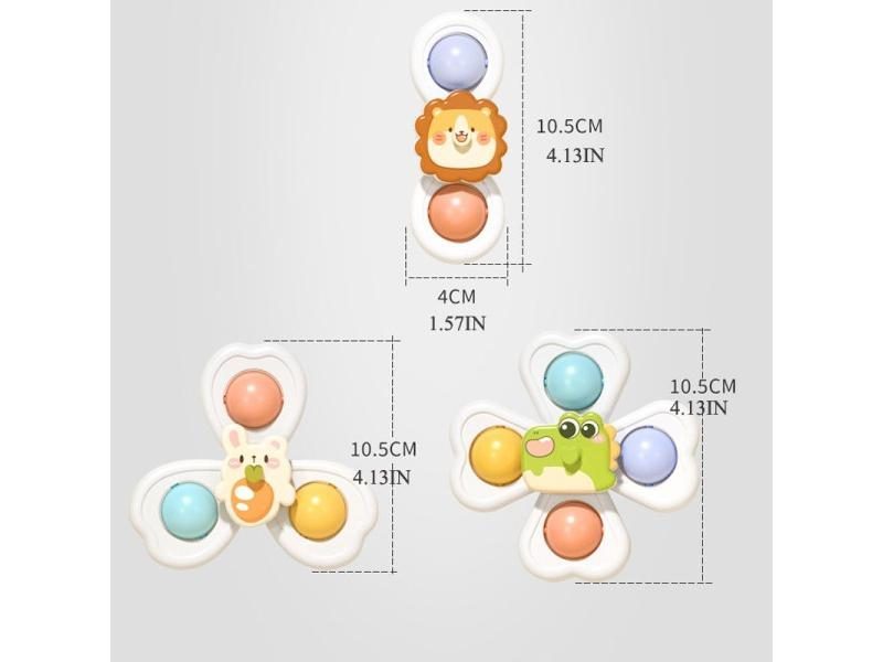 3PC Set Suction Cup Spinning Cartoon Animal Spinner Toys For Kids Window High Carousel 1