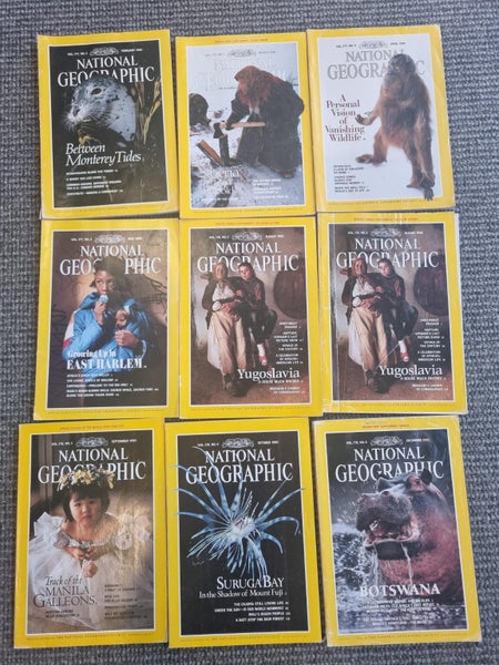 9 x NATIONAL GEOGRAPHICS 1990 Carousel 1