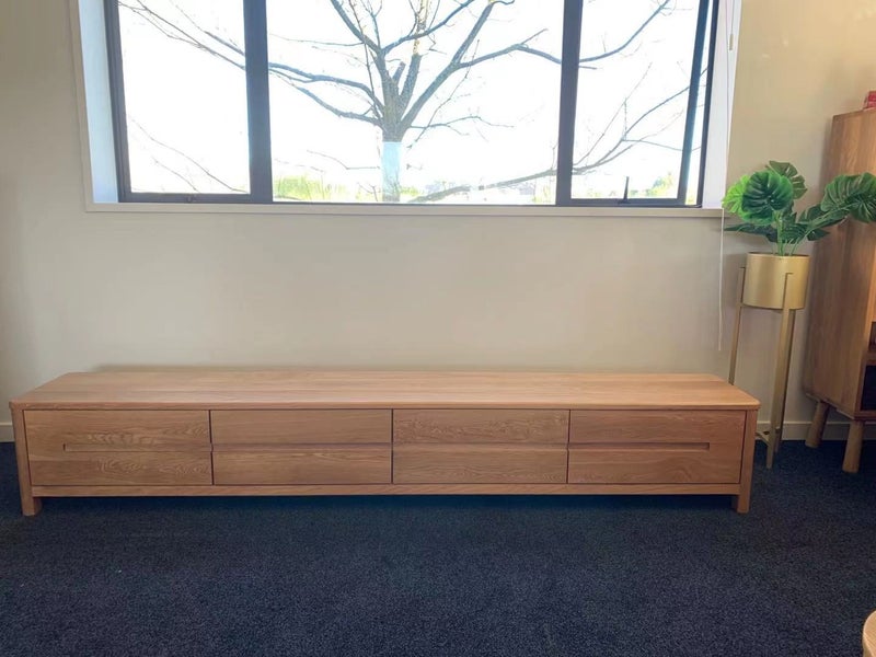 Solid Oak 2.2M TV Cabinet Entertainment Unit Carousel 1