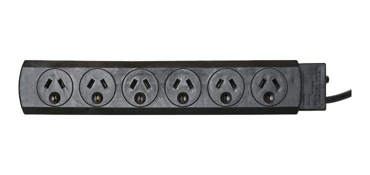 6 Way Mains Power Board Black Carousel 1