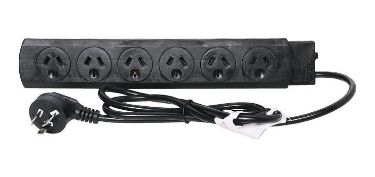 6 Way Mains Power Board Black Carousel 2