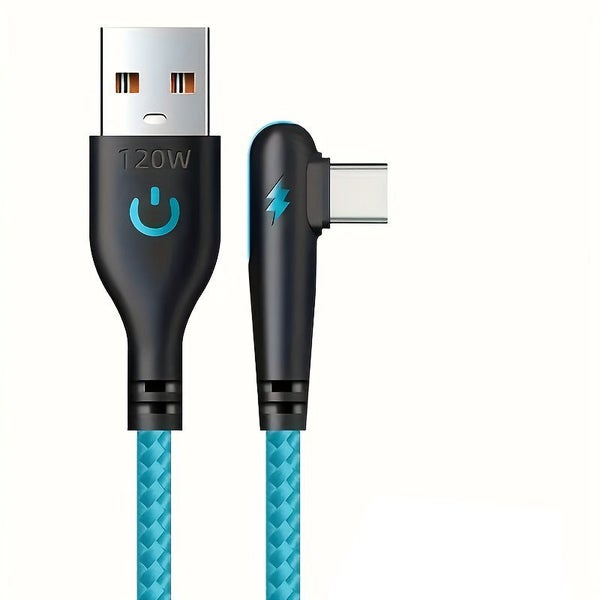 NNBILI 120W Fast Charging USB To Type-C Cable Nylon Braided 90 ° Bend Design Carousel 1