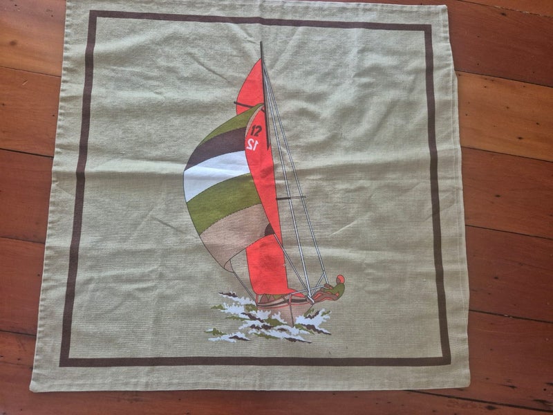 Fab. Large Retro Yachting Cushion Cover with Scene on Both Sides Carousel 1