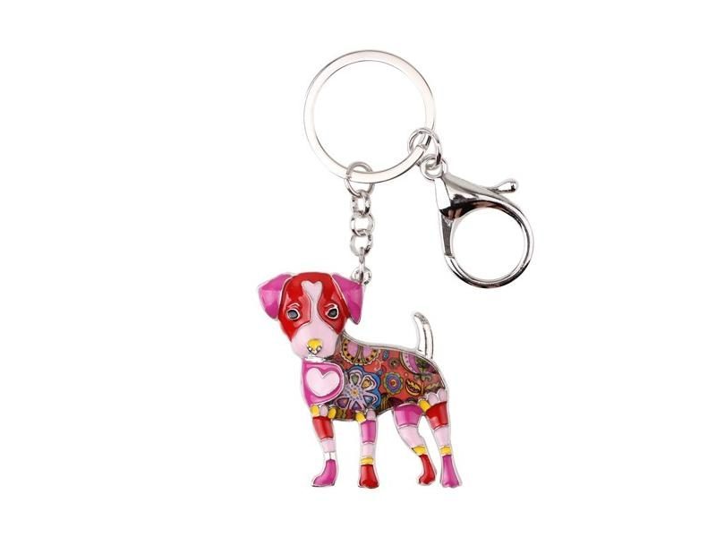 Bonsny Enamel Jack Russell Dog Key Chain Key Ring Pom Gift For Women Girl Bag Carousel 1
