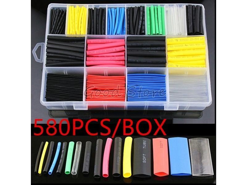 580pcs 530pcs 260pcs 2:1 Wrap Wire Cable Insulated Polyolefin Heat Shrink Tube Carousel 1