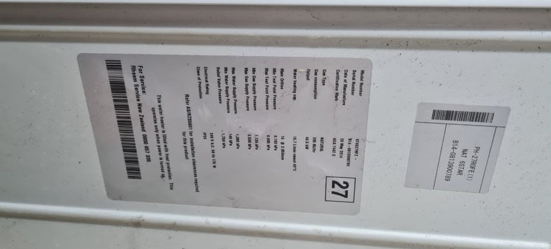 Rheem continuous hot water 27 Carousel 2