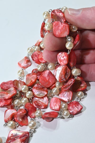 faux pearl shell necklace earring and bracelet set Carousel 4