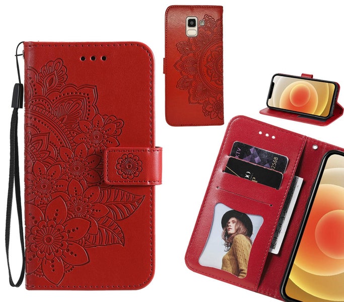 Galaxy J6 Case Embossed Floral Leather Wallet case Carousel 1