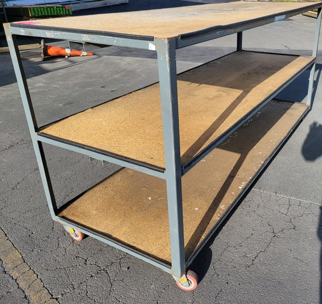 STEEL INDUSTRIAL TROLLEY WITH CASTOR WHEELS, 2400 L x 810 W X 1140mm H - TS8406 Carousel 1