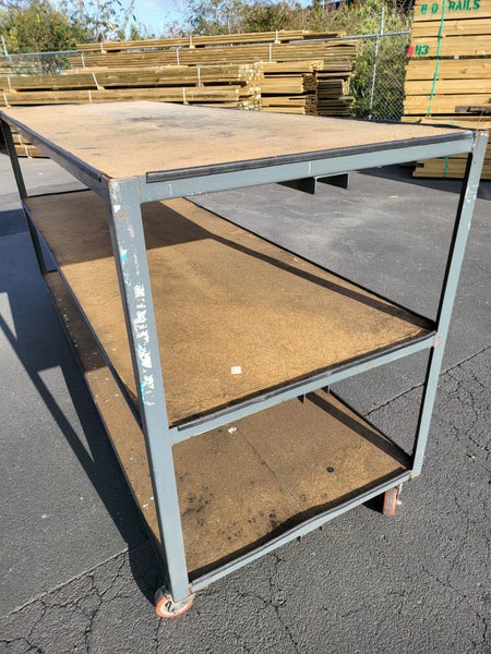 STEEL INDUSTRIAL TROLLEY WITH CASTOR WHEELS, 2400 L x 810 W X 1140mm H - TS8406 Carousel 2