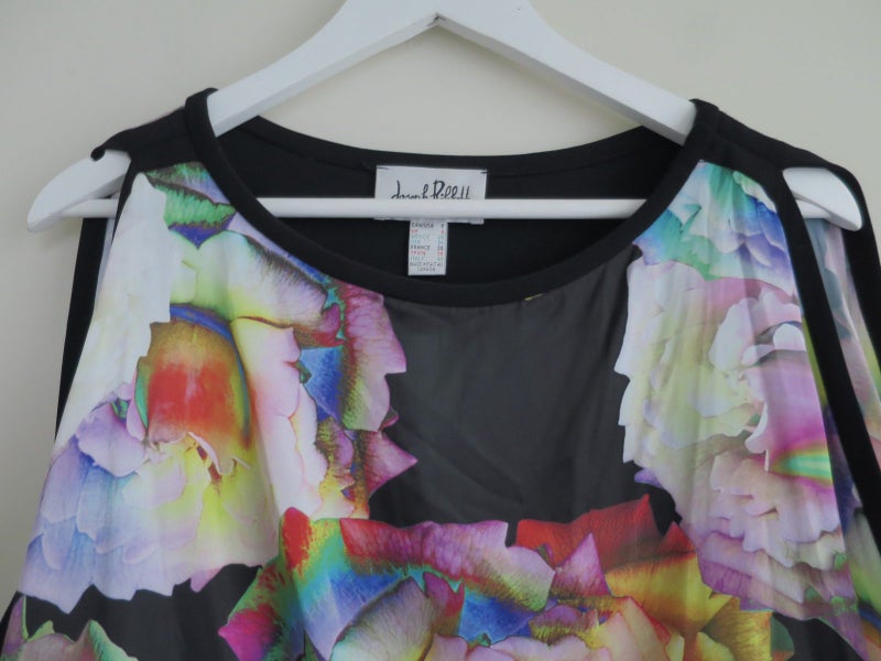 JOSEPH RIBKOFF *Designer Stunning Asymmetric Floral Poncho Overlay Dress* 8 Carousel 2