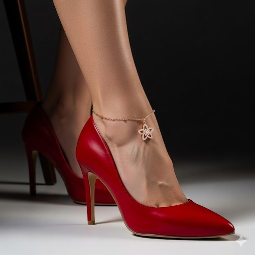 14K Gold Plated Rose Gold Flower Anklet with Zirconia Inlay – 25cm Carousel 1