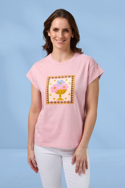 Stella and Gemma Cuff Tee Jardin Tile Mauve Carousel 1
