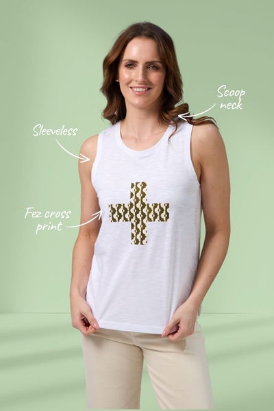 Stella and Gemma Everyday Tank Fez Cross White Carousel 2