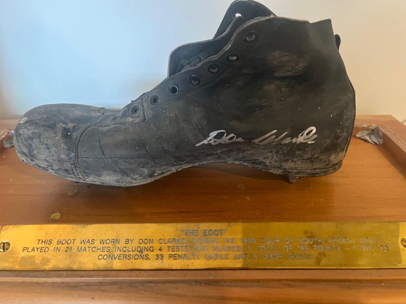 Don Clarkes signed worn boot (a portion of sale will go to Stanhope School)63617476463489110