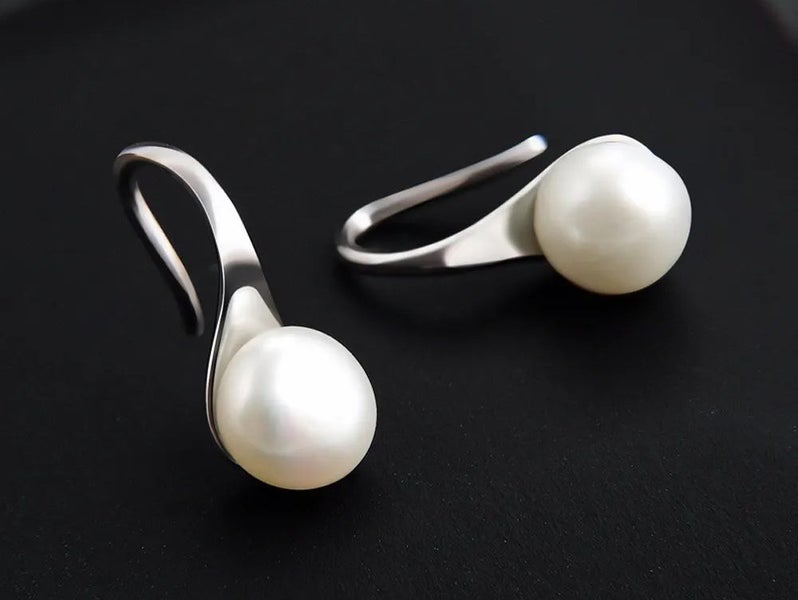 925 Sterling Silver Freshwater Pearl Drop Earrings | 14x6mm | Gift Boxed63617629930753114