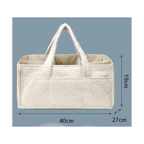 Elosung Pink Large Plush Nappy Caddy Organiser - Portable Diaper Storage Bin & N Carousel 2