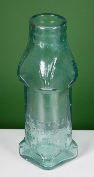 Lovely Antique Deep Aqua Green Australian Bengal Chutney Figural Bottle Carousel 1