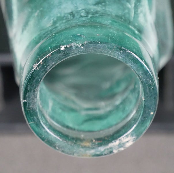 Lovely Antique Deep Aqua Green Australian Bengal Chutney Figural Bottle Carousel 4