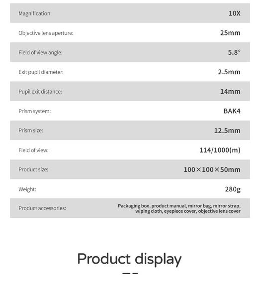 10×25 Compact Binoculars – BAK4 Prism · Lightweight 280g · NZ Local Stock Carousel 6