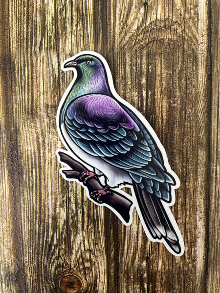 WATERPROOF VINYL DIE CUT STICKER ~ Kereru/NZ Wood pigeon Carousel 1