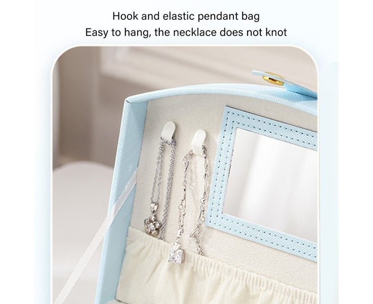 Travel Jewelry Case Portable 2 Layers PU Leather Jewelry Storage Holder Box w Carousel 5