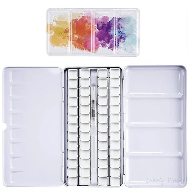 Craft Storage Box 48 Compartments Empty Washable Paint / Watercolor Palette Tin64439436792195112
