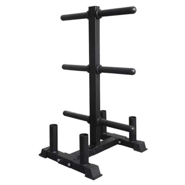 Olympic Size Plates Rack with 4 Barbell Holders Carousel 1