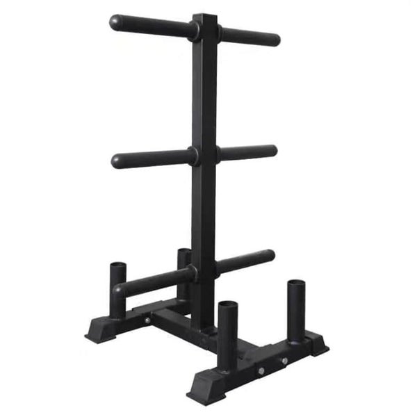 Olympic Size Plates Rack with 4 Barbell Holders Carousel 2