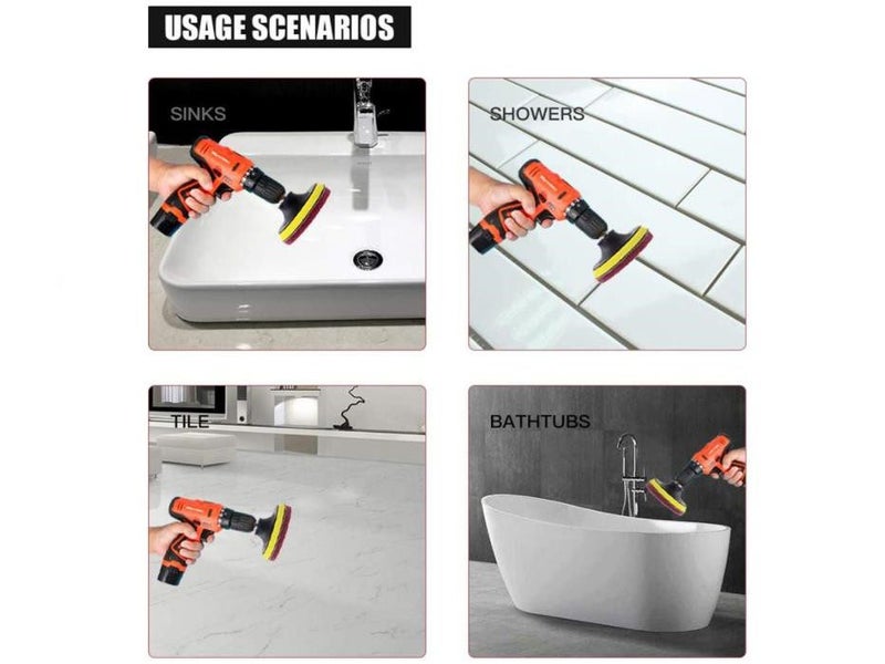 16 PCS Electric Drill Cleaning Brush Set Brush Attachments Set Scrub Pads Set wi Carousel 2