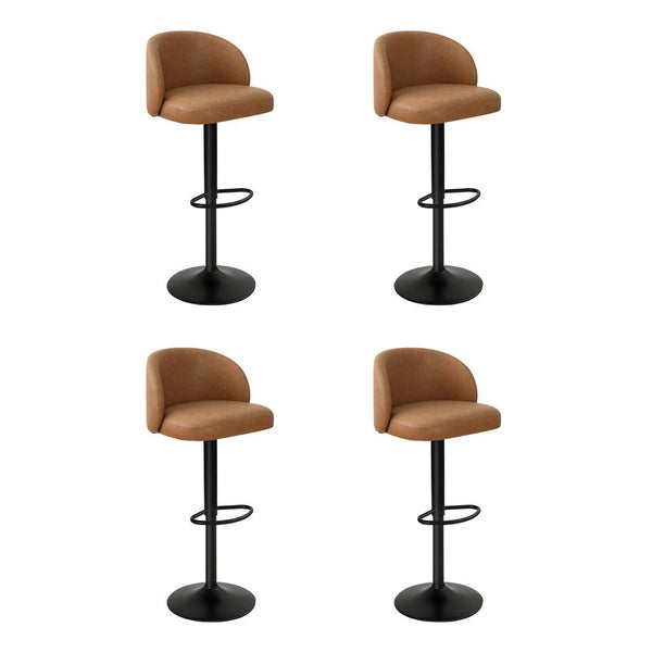Levede 4x Bar Stools Gas Lift PU Leather Footrest Swivel Adjustable Kitchen Carousel 1