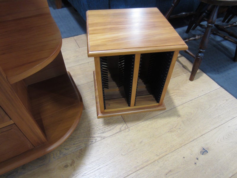 Pair of Rimu Speaker Stands with CD Storage Carousel 1