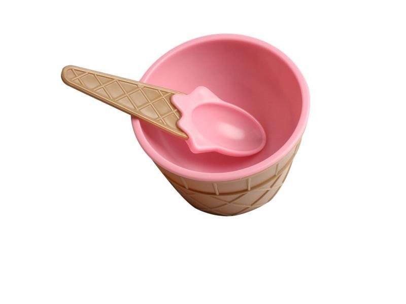 New 1Set Kids Ice Cream Bowl Spoon Set Durable Children Gifts Lovely Dessert Carousel 1