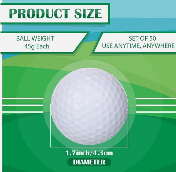 50 Pcs Solid Rubber Practice Golf Balls 45G for Indoor Outdoor Training Carousel 2