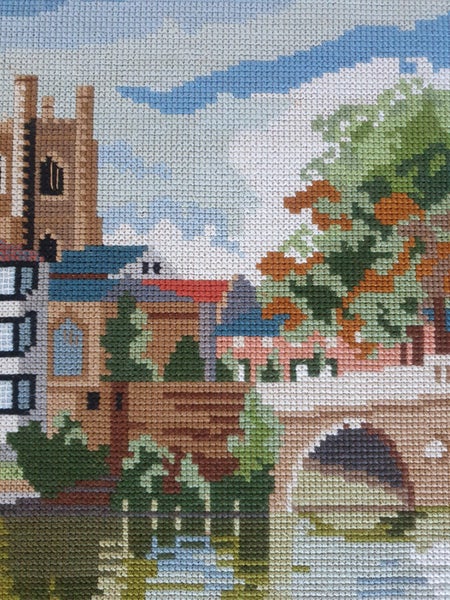 Completed Vintage Tapestry - English Village Henley on Thames Carousel 2