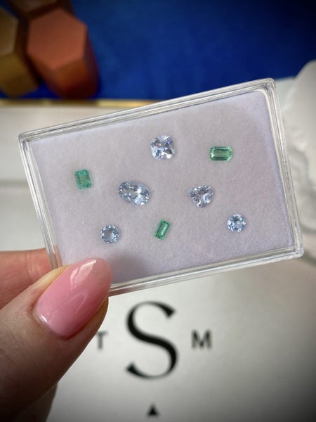 $1 RES ~ $2880 Buy Now * 2.68ct Colombian Emerald, Aquamarine and Topaz Layout Carousel 4