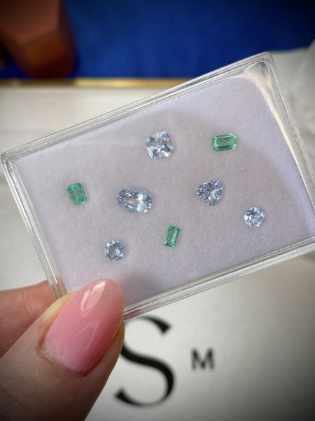 $1 RES ~ $2880 Buy Now * 2.68ct Colombian Emerald, Aquamarine and Topaz Layout Carousel 1