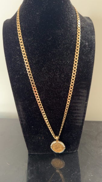 9ct Gold chain full sovereign pendant combo Carousel 2