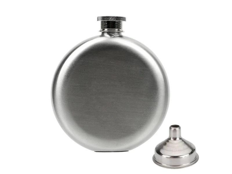 1/1.5/5OZ Pocket Wine Hip Flask Tubular Pot Wine Bottle Polished Stainless Carousel 1