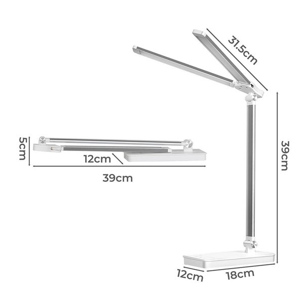 Emitto Desk Study Lamp LED Bedside Table Reading Light Foldable Dimmable USB Carousel 2