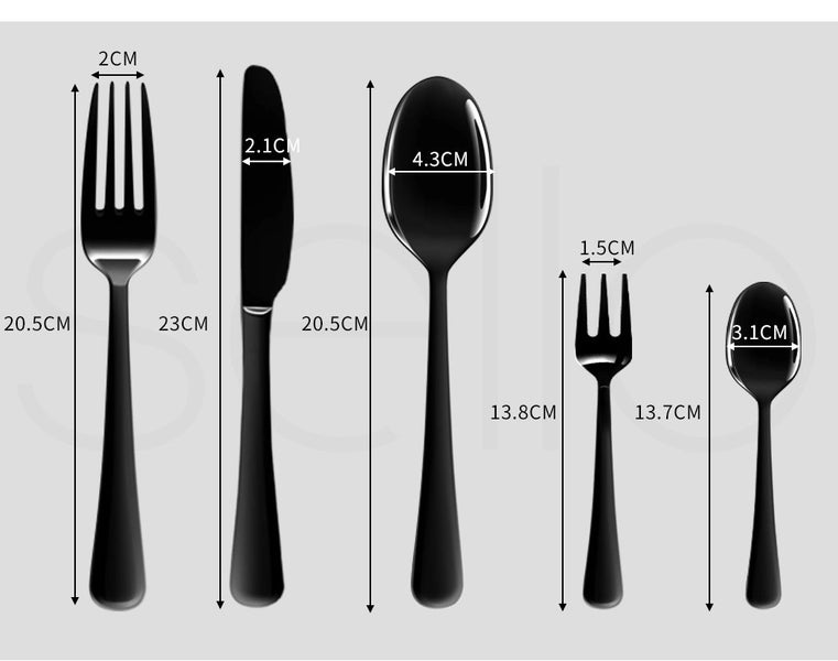 Toque Stainless-Steel Cutlery Set Travel Knife Fork Spoon Glossy Black 30Pcs Carousel 9