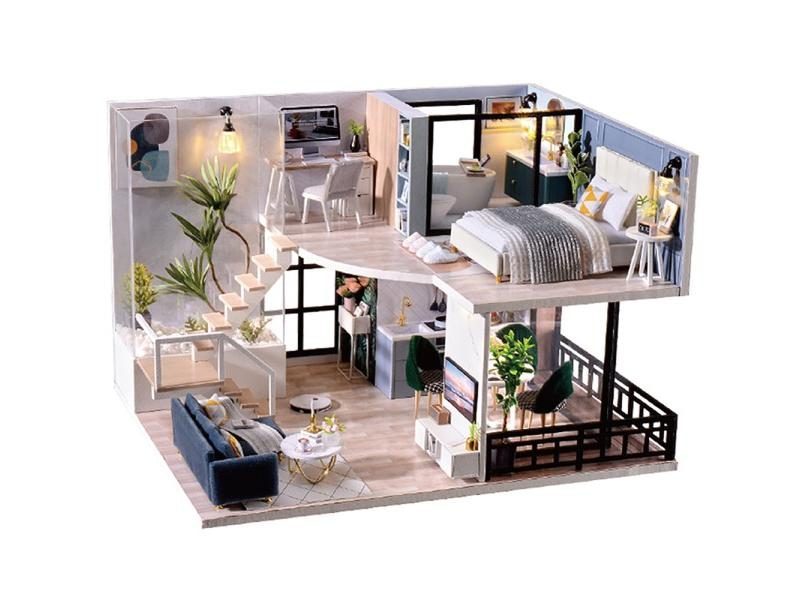 CUTEBEE DIY Dollhouse Wooden Doll Houses Miniature Doll House Furniture Kit Carousel 1