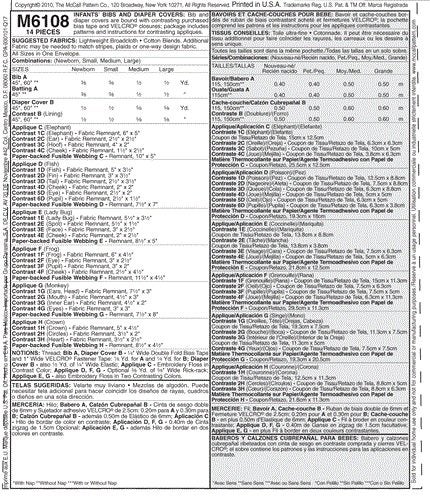 McCalls Pattern 6108 Infants' bibs and Diaper Covers All Sizes In One Envelope Carousel 2