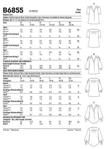 Butterick Pattern 6855 Misses' Top A (XS-S-M-L-XL-XXL) Carousel 2