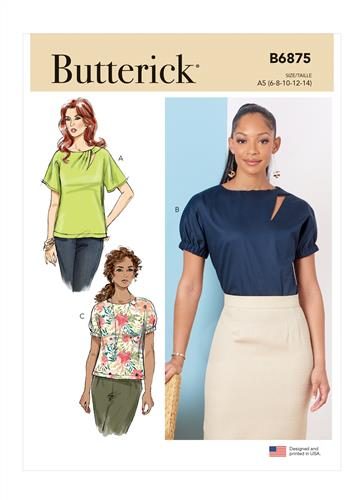 Butterick Pattern 6875 Misses' Tops A5(6-8-10-12-14) Carousel 1