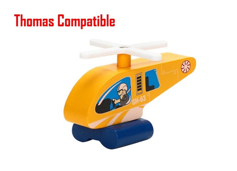 PTN Helicopter Thomas Compatible Wooden Kids Educational Toy Train Car Carousel 1