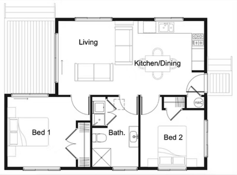 Modular Tiny Home - 63m2 - 2 b/r - No Building Consent Required - Maple Carousel 2