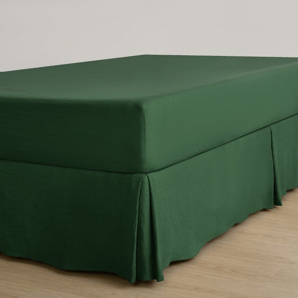 Dreamaker Superfine Washed Microfibre Pleated Valance Hunter Green Super King Carousel 1