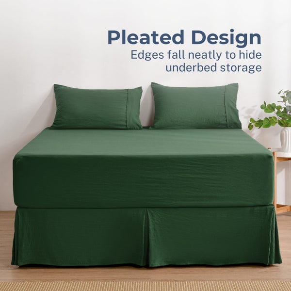 Dreamaker Superfine Washed Microfibre Pleated Valance Hunter Green Super King Carousel 2